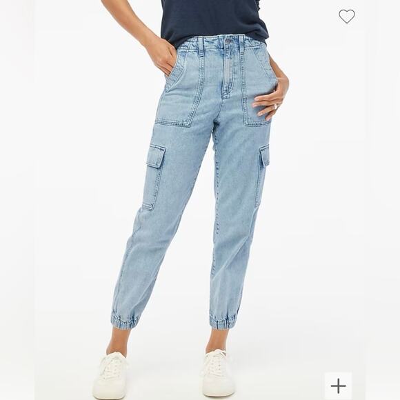 J Crew Factory Lightweight Drapey Cargo Jogger Jean Size 27 Petite Med Blue Wash - Picture 15 of 15